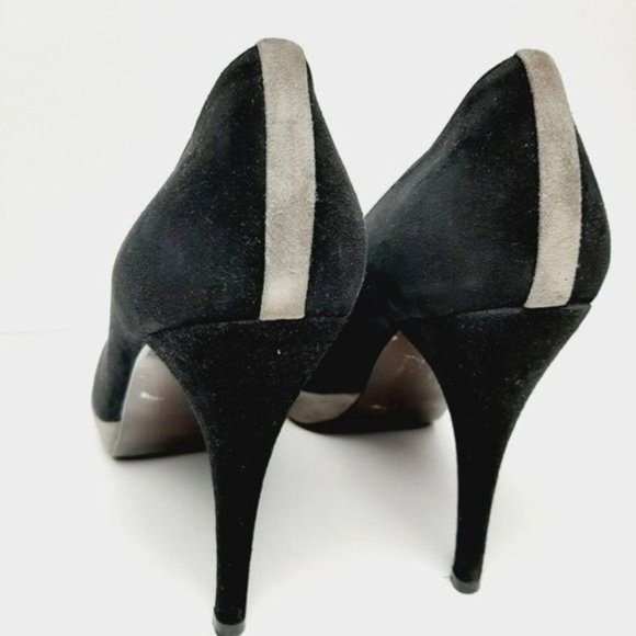 STUART WEITZMAN Genuine Suede Leather Pumps High Heel Stiletto Black Grey Sz 10 - Picture 11 of 13